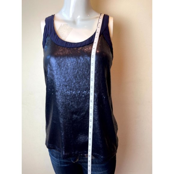 Banana Republic Women Sequin Tank Top Scoop Neck Sleeveless Navy Blue SZ X Small - Picture 4 of 7
